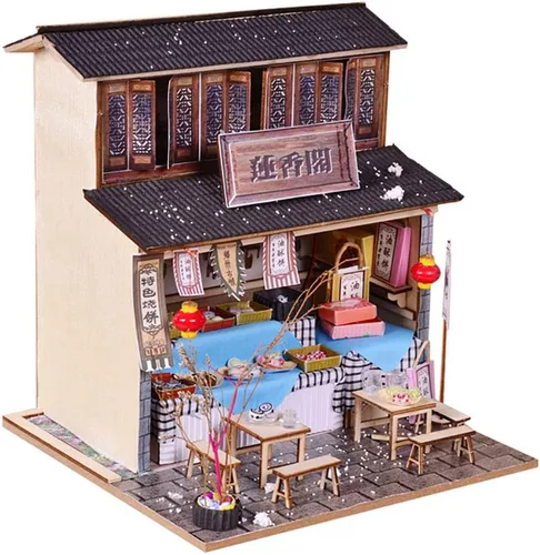 Vista 3 de Kit de casa de muñecas en miniatura con muebles, estilo chino 3D, casa de muñecas en miniatura de madera, kit de casa de muñecas en miniatura