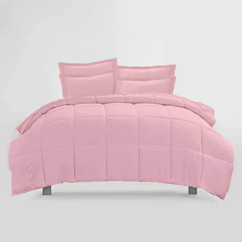 Vista 2 de Manta alternativa cosida en caja rosa bebé, tamaño individual XL (68 x 90 pulgadas), 600 GSM, 800 hilos, algodón prémium para todas las estaciones