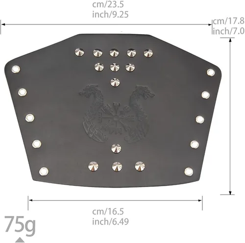 Vista 5 de Jeilwiy Brazaletes vikingos medievales de cuero, brazaletes de armadura de brazo, brazalete de cuero, guantelete punk para hombres y mujeres