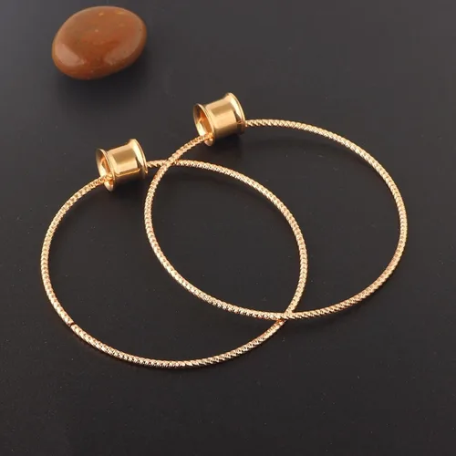 Vista 3 de Aretes de calibre para mujer, dilatadores de oreja colgantes con aro grande, de acero inoxidable, 2