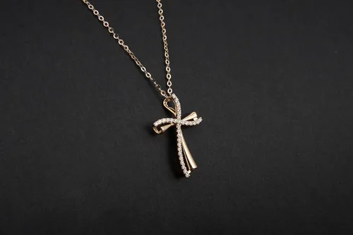 Vista 5 de Collar de cruz de oro sólido de 14 quilates para mujer, colgante de cruz con moissanita, regalos de joyería de 16+1+1 pulgada, Piedra, Moissanita