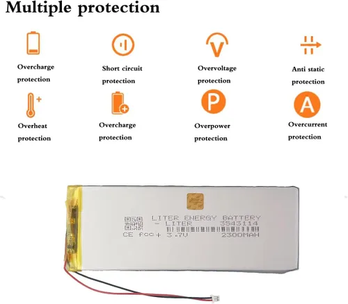 Vista 2 de 3.7V 3543114 2300mAh batería de iones de polímero de litio recargable batería de polímero con conector JST 0.049 in