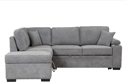 Vista 8 de Merax Sofá cama de 87.4 pulgadas, sofá cama extraíble 2 en 1, sofá cama en forma de L con otomana de almacenamiento para sala de estar, sofá