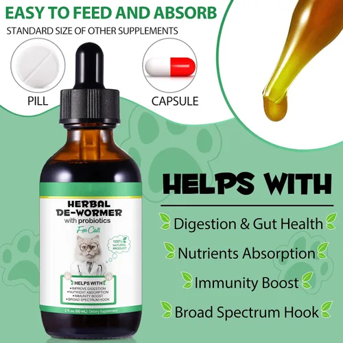 Vista 6 de Formulado específicamente para gatos, tratamiento natural de amplio espectro con probióticos, limpieza de hierbas, apoyo digestivo para todas las 1