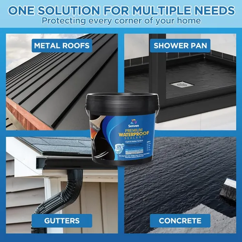 Vista 3 de Sellador impermeable negro, revestimiento impermeable de 35 onzas, revestimiento de reparación de fugas para planos, metal, techos, cimientos