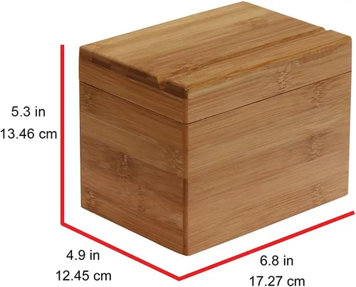 Vista 5 de Oceanstar Bambú – Caja de recetas con divisores, color natural.