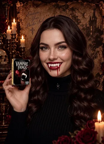 Vista 4 de Colmillos de dientes de vampiro, colmillos de vampiro de ajuste cómodo para Blanco crema suave