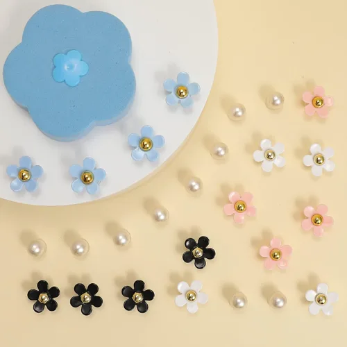 Vista 5 de Bellaqueo 18 dijes de flores de margarita para zapatos, dijes decorativos de perlas para mujer, sandalias de zueco, accesorios de flores acrílicas