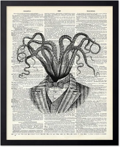 Vista 99 de Poster Master Póster de pulpo para parejas, póster de diccionario, arte Kraken, regalo romántico para él, ella, amantes, decoración náutica