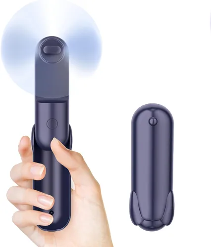 Vista 9 de Mini Ventilador de Mano Portátil con USB Recargable, Batería Operada de 2000 mAh, 3 Velocidades Ajustables, Pequeño Ventilador de Bolsillo Personal