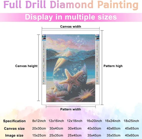 Vista 5 de CoHraeu Pintura de diamantes 5D de playa oceánica para adultos, kit de pintura de diamantes de estrella de mar, arte y manualidades con diamantes