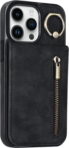 Vista 8 de Asuwish Funda de teléfono para iPhone 14 Pro Max de 6.7 pulgadas con protector de pantalla y soporte de tarjeta RFID, soporte de anillo de cuero