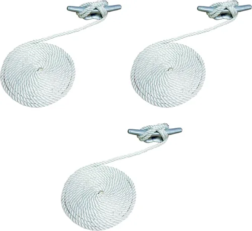 Vista 5 de Attwood 11715-7 Premium 3-Strand Twisted Nylon Dock Line, 1/2-Inch Thick, 25 Feet Long, Pre-Spliced One End, White (Pack of 2)