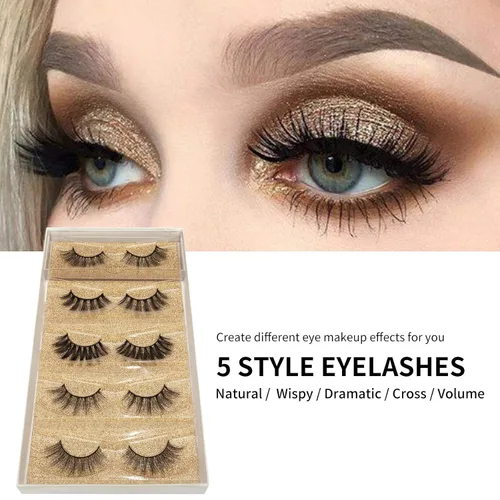 Vista 2 de DYSILK Pestañas postizas de visón, 5 pares de pestañas de aspecto natural
