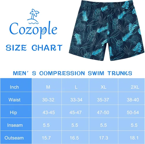 Vista 6 de Cozople Mens Swim Trunks with Compression Liner 5.5" Inseam Quick Dry Bathing Suit Lightweight Swimming Shorts