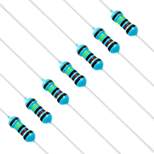 Vista 66 de Chanzon 100 piezas 1 Ω ohm Resistencia 1/4 W (0.25 W) Resistencia fija de película metálica 0.01 ±1% Tolerancia 1R MF Resistencias de agujero
