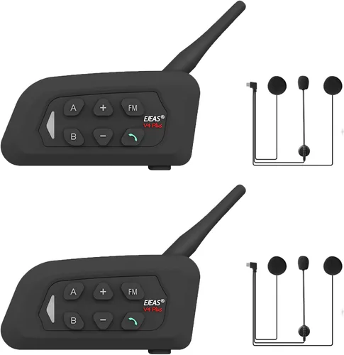 Vista 3 de MIMIRACLE V4 Plus Casco de Motocicleta Bluetooth Intercomunicador, Auriculares hasta 4 Conductores 1500M IP65 Impermeable Sistema de Comunicación 1