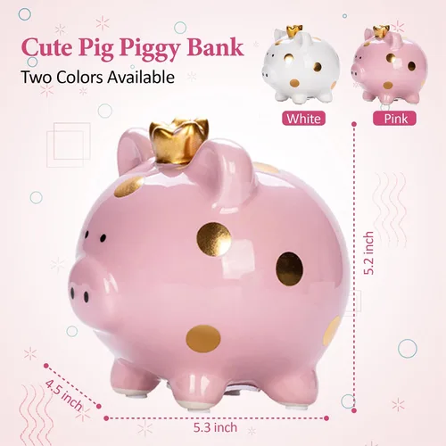 Vista 3 de Alcancía para niñas, pequeño banco de ahorro de dinero de cerámica para niños pequeños, caja de monedas decorativa de porcelana, pequeño contenedor