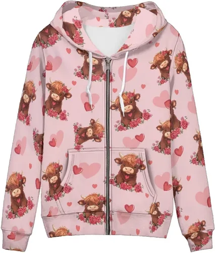 Vista 22 de Showudesigns Sudaderas con capucha y cremallera para mujer XS-5XL Un pollo