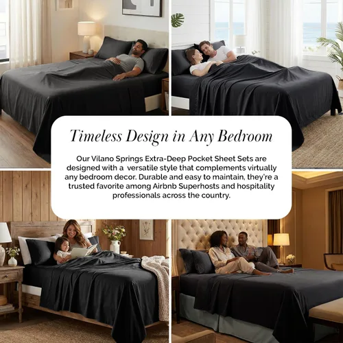 Vista 7 de Southshore Fine Linens®, juego de ropa de cama con bolsillo profundo, Microfibra, Negro, gemelo
