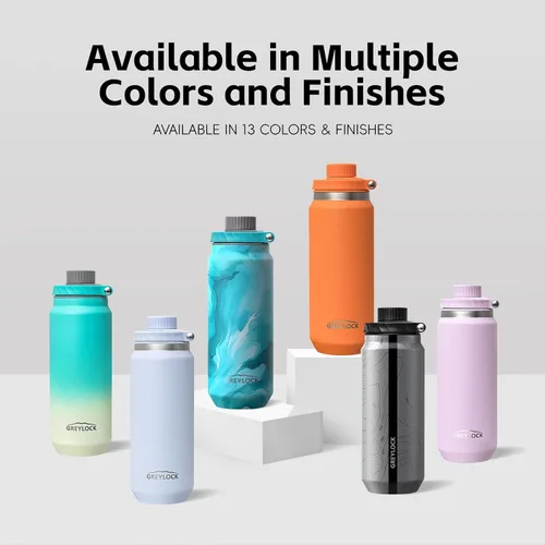 Vista 8 de Greylock Botella de agua aislada de 20 onzas con tapa con pajilla, botellas de agua deportivas reutilizables de acero inoxidable con asa plegable, a