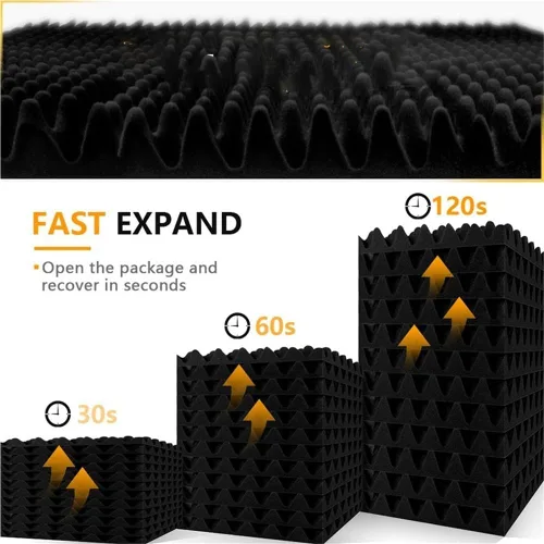 Vista 3 de 12 Pcs Egg Crate Acoustic Foam Panels Studio Acoustic Sponge Sound Proof Wall, Sound Insulation Foam Panels Ceiling(Black)