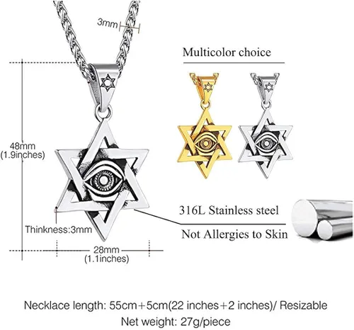 Vista 6 de U7 Colgante y cadena de ojo de Horus joyería egipcia para hombre acero inoxidable chapado en oronegro collares Ra del antiguo Egipto