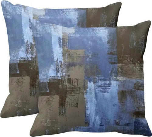 Vista 16 de Emvency Juego de 2 fundas de almohada modernas con pintura abstracta negra, blanca y gris, fundas de almohada decorativas para sofá, decoración
