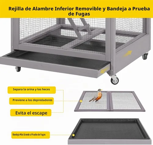 Vista 3 de Aivituvin Jaulas para pájaros al aire libre, pajarero, jaula para periquitos de interior con perca para pájaros, jaula grande de palomas con malla