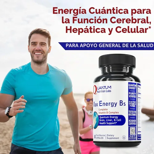 Vista 3 de Quantum Nutrition Labs Max Energy Bs - Complejo de vitamina B, vitaminas del complejo B metilado con vitamina B1, B6, B12, tiamina, folato