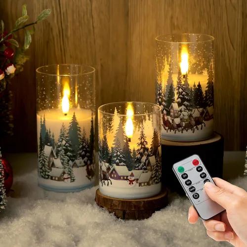Vista 11 de JOIONE Hummingbird Flameless Glass Candles, 3 Pack Floral LED with Remote