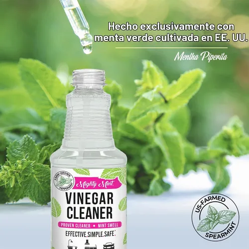 Vista 4 de Mighty Mint Limpiador de vinagre, aerosol multiusos, aroma natural de menta verde, 16 onzas, paquete de 2