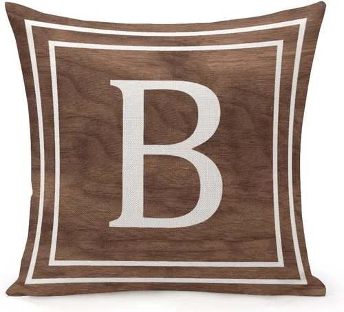 Vista 11 de Funda de almohada decorativa con diseño de letras blancas y monograma D, para sofá, dormitorio, automóvil, 16 x 16 pulgadas