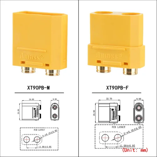 Vista 6 de ELFCULB 5 pares de conectores macho y hembra Amass XT90PB, chapados en oro para baterías RC/aviones/autos (amarillo)