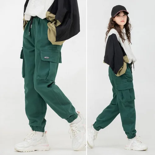 Vista 6 de MINI PANDA Pantalones para niñas, elásticos, holgados, tallas 6-16, de moda