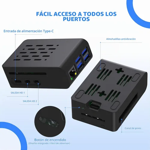Vista 7 de TRASKIT Kit básico para Raspberry Pi 5 2 GB de RAM, fuente de alimentación PD de 27 W, estuche PI5, enfriador activo y placa única Pi 5 de 2 GB