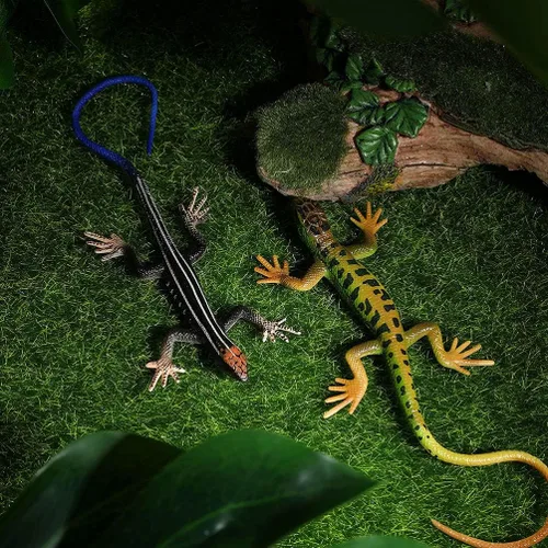 Vista 2 de NUOBESTY Figura de lagarto falso de juguete de plástico de lagarto figura de acción de reptil juguete para colección ciencia educativo (verde)