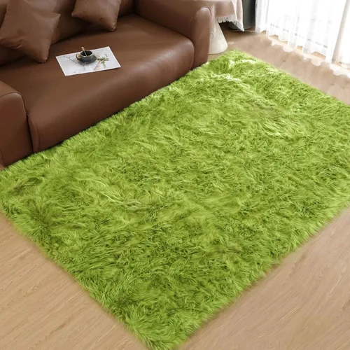 Vista 46 de Goolela Alfombra esponjosa de piel sintética para dormitorio, color marrón claro beige, 2 x 3 pies, alfombra de piel de oveja peluda y difusa