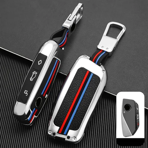 Vista 9 de OLLEN Funda para llavero de aleación de zinc pesada, apta para BMW 2023 ~ en adelante 5/7 Series 740i 760i X1 X2 X3 X3 X5 X6 X7 XM IX IX IX3 I5 I7