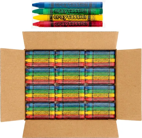 Vista 9 de Craytastic! 48 crayones a granel (12 juegos de 4 paquetes), paquete a granel de crayones para aula, niños, recuerdos de fiesta, paquetes de crayones