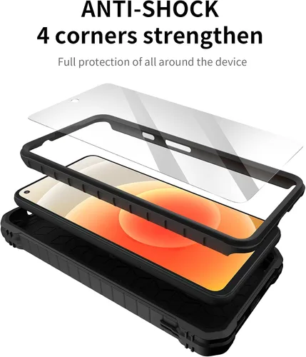 Vista 2 de Funda para Google Pixel 5A 5G, protección de grado militar a prueba de golpes con protector de pantalla HD de vidrio templado y soporte compatible