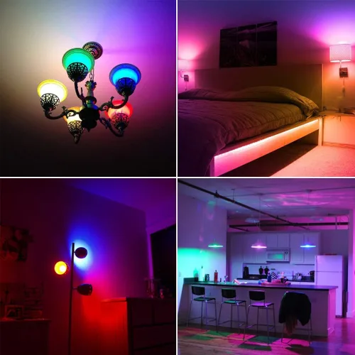 Vista 3 de Yangcsl Bombilla LED E12 con base de candelabro RGB que cambia de color con control remoto (paquete de 6)