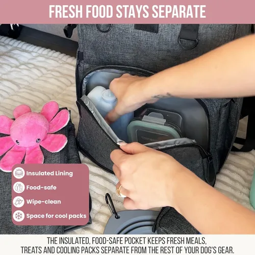 Vista 3 de Mochila para perros con bolsillo fresco aislado y alfombrilla