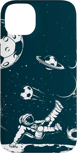 Vista 15 de Funda para iPhone 16 para teléfono de fútbol, amante del fútbol, jugador de fútbol espacial, funda de astronauta