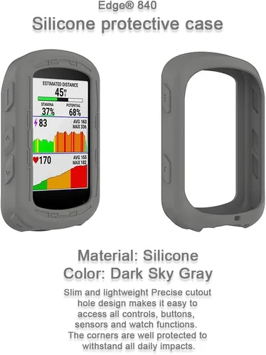 Vista 3 de Protector de pantalla de reloj inteligente compatible con Garmin Edge 840, Solar y Edge 540, funda solar de silicona suave y película protectora