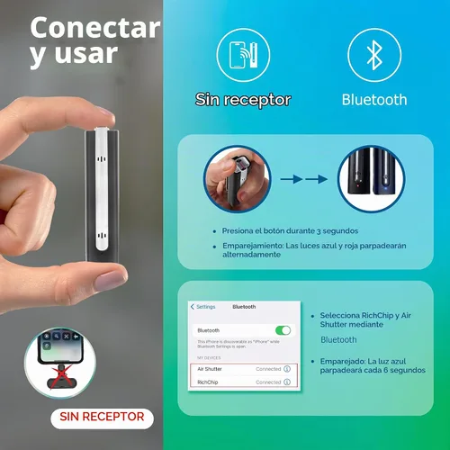 Vista 6 de Micrófono de solapa inalámbrico Bluetooth, cancelación de ruido, sin receptor, rango de 15M, batería de 10 horas, obturador remoto, para GoPro Hero