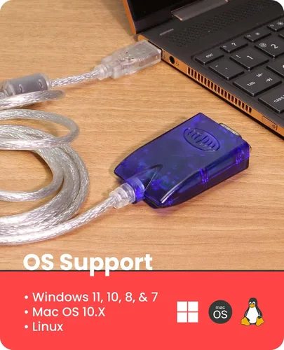 Vista 3 de Gearmo Cable USB a serie FTDI de 36 pulgadas para MAC PC Linux, Win 11 w/Tx/Rx LEDs