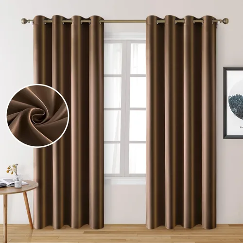 Vista 20 de HOMEIDEAS 2 paneles de cortina de seda sintética, cortinas opacas para dormitorio