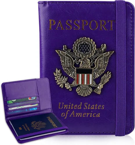 Vista 9 de Funda para pasaporte, cartera de viaje con bloqueo RFID, carteras para pasaporte, organización de pasaporte familiar, funda personalizada