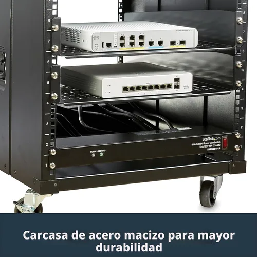 Vista 7 de StarTech Tira de alimentación horizontal de 8 salidas de 1U para montaje en rack para gabinetes de servidor de red - Protección contra